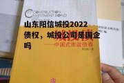 山东阳信城投2022债权，城投公司是国企吗