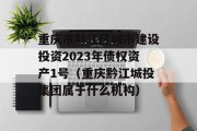 重庆市黔江区城市建设投资2023年债权资产1号（重庆黔江城投集团属于什么机构）