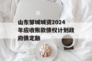 山东邹城城资2024年应收账款债权计划政府债定融