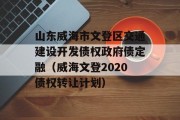 山东威海市文登区交通建设开发债权政府债定融（威海文登2020债权转让计划）