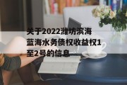 关于2022潍坊滨海蓝海水务债权收益权1至2号的信息