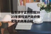 山东济宁正方控股2023年债权资产政府债定融的简单介绍