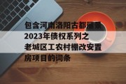 包含河南洛阳古都丽景2023年债权系列之老城区工农村棚改安置房项目的词条