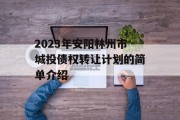 2023年安阳林州市城投债权转让计划的简单介绍