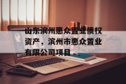 山东滨州惠众置业债权资产，滨州市惠众置业有限公司项目