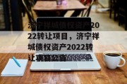 济宁祥城债权资产2022转让项目，济宁祥城债权资产2022转让项目公告