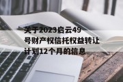 关于2023启云49号财产权信托权益转让计划12个月的信息