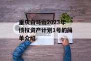 重庆白马山2023年债权资产计划1号的简单介绍