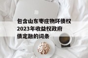 包含山东枣庄物环债权2023年收益权政府债定融的词条