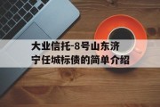 大业信托-8号山东济宁任城标债的简单介绍