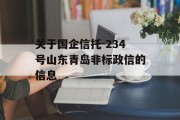 关于国企信托-234号山东青岛非标政信的信息