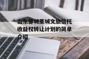 山东邹城圣城文旅信托收益权转让计划的简单介绍