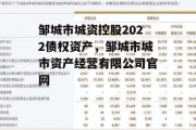 邹城市城资控股2022债权资产，邹城市城市资产经营有限公司官网