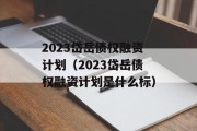 2023岱岳债权融资计划（2023岱岳债权融资计划是什么标）