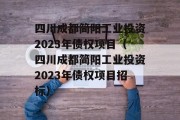 四川成都简阳工业投资2023年债权项目（四川成都简阳工业投资2023年债权项目招标）