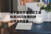 关于重庆市潼南区工业投资2023年债权转让项目的信息