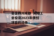 包含四川成都·简阳工业投资2023年债权项目的词条