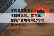 江苏星爵实业2023债权拍卖01，南京紫金资产管理有限公司拍卖公告