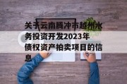 关于云南腾冲市越州水务投资开发2023年债权资产拍卖项目的信息