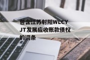 包含江苏射阳WLCYJT发展应收账款债权的词条