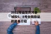 2022年山东齐河县城投5、8号合同存证的简单介绍