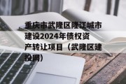 重庆市武隆区隆江城市建设2024年债权资产转让项目（武隆区建投网）