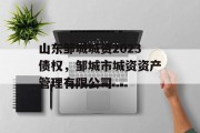 山东邹城城资2023债权，邹城市城资资产管理有限公司