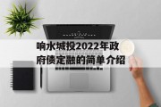 响水城投2022年政府债定融的简单介绍