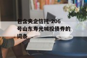 包含央企信托-206号山东寿光城投债券的词条