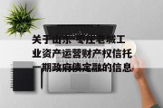 关于山东-枣庄老城工业资产运营财产权信托一期政府债定融的信息