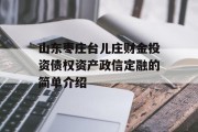 山东枣庄台儿庄财金投资债权资产政信定融的简单介绍