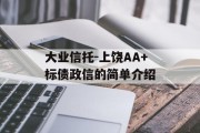 大业信托-上饶AA+标债政信的简单介绍