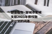 包含山东·邹城市圣城文旅2023年债权融资计划的词条