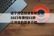 遂宁开达投资有限公司2023年债权01转让项目的简单介绍