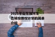 2023年山东潍河生态城投债权计划的简单介绍