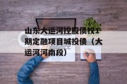 山东大运河控股债权1期定融项目城投债（大运河河南段）