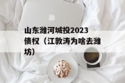 山东潍河城投2023债权（江敦涛为啥去潍坊）