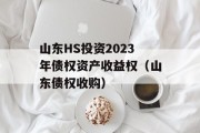 山东HS投资2023年债权资产收益权（山东债权收购）