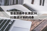 包含济南市长清区2022融资计划的词条