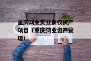 重庆鸿业实业债权资产项目（重庆鸿业资产管理）