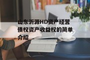 山东沂源HD资产经营债权资产收益权的简单介绍