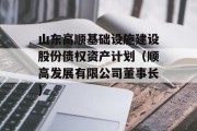 山东高顺基础设施建设股份债权资产计划（顺高发展有限公司董事长）