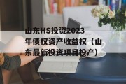 山东HS投资2023年债权资产收益权（山东最新投资项目投产）