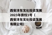 西安沣东文化投资发展2023年债权1号（西安沣东文化投资发展有限公司）