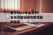 关于2022年山东兴鱼投资建设政府债定融的信息