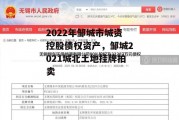 2022年邹城市城资控股债权资产，邹城2021城北土地挂牌拍卖