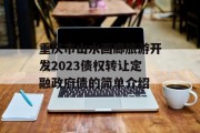 重庆市山水画廊旅游开发2023债权转让定融政府债的简单介绍