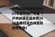 泸州纳溪云溪水务2023年债权资产项目（泸州纳溪云溪水务2023年债权资产项目政府债定融）