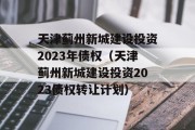 天津蓟州新城建设投资2023年债权（天津蓟州新城建设投资2023债权转让计划）