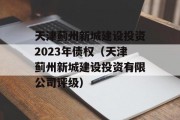 天津蓟州新城建设投资2023年债权（天津蓟州新城建设投资有限公司评级）